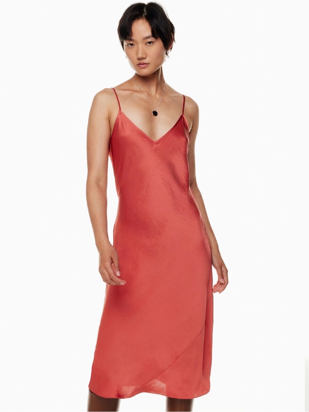 Wilfred | Only Slip Midi Satin Dress in Rose Red Rouge Rose, M NWT
